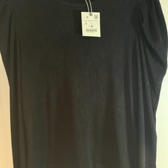 NWT ZARA Puff Sleeve Crepe Top - Picture 2 of 4